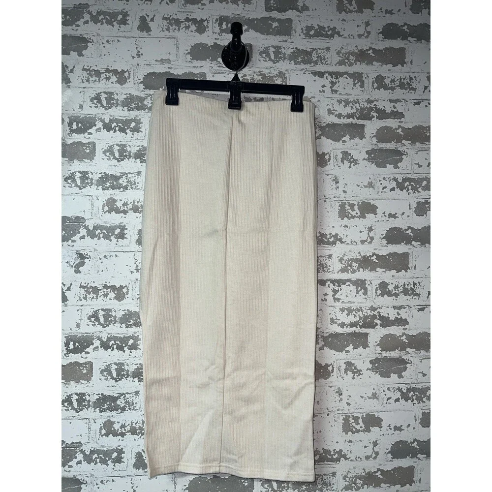 NWT! KATE KASIN Sweater Midi Skirt Set Medium Cream Ribbed Knit Two Piece Outfit